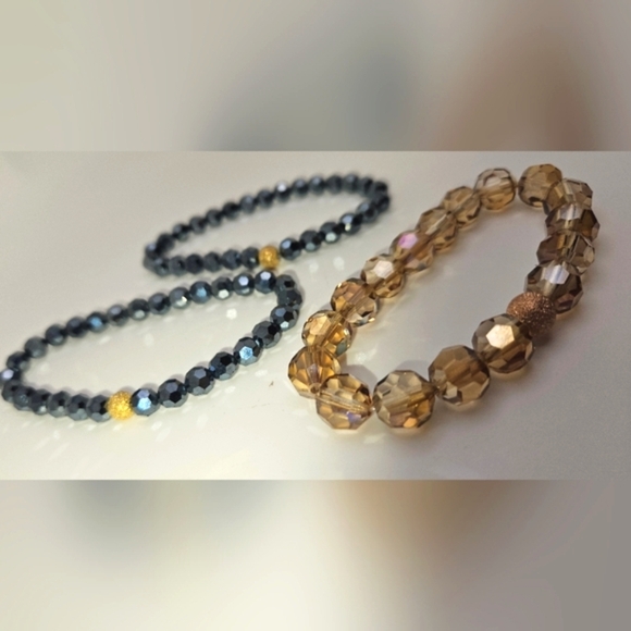 ๐ข3/$19๐ข Lot of 3 Crystal Glass Beaded Bracelets Stretchy 1 Size Fits All - Picture 4 of 6